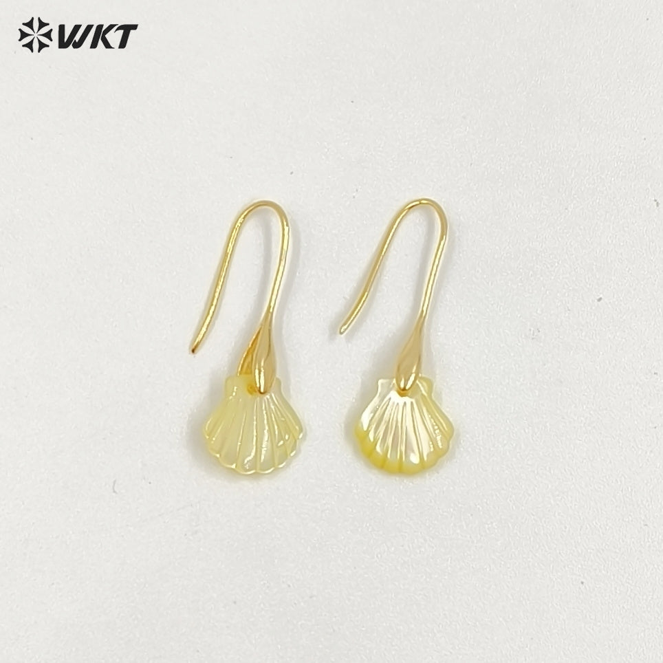 WT-MPE161 Newest Summer Holiday Style Elegant Vintage Women Scallop Shell Dangle Earrings For Sea Travel