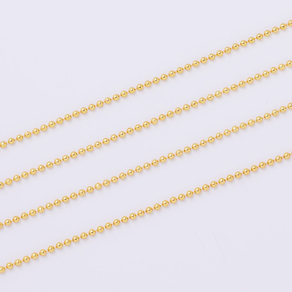 WT-BC207 Colorful and Environmentally Friendly Copper Bead Chain 18K Gold Wrapped 1.5mm Round Bead Necklace Loose Chain Necklace
