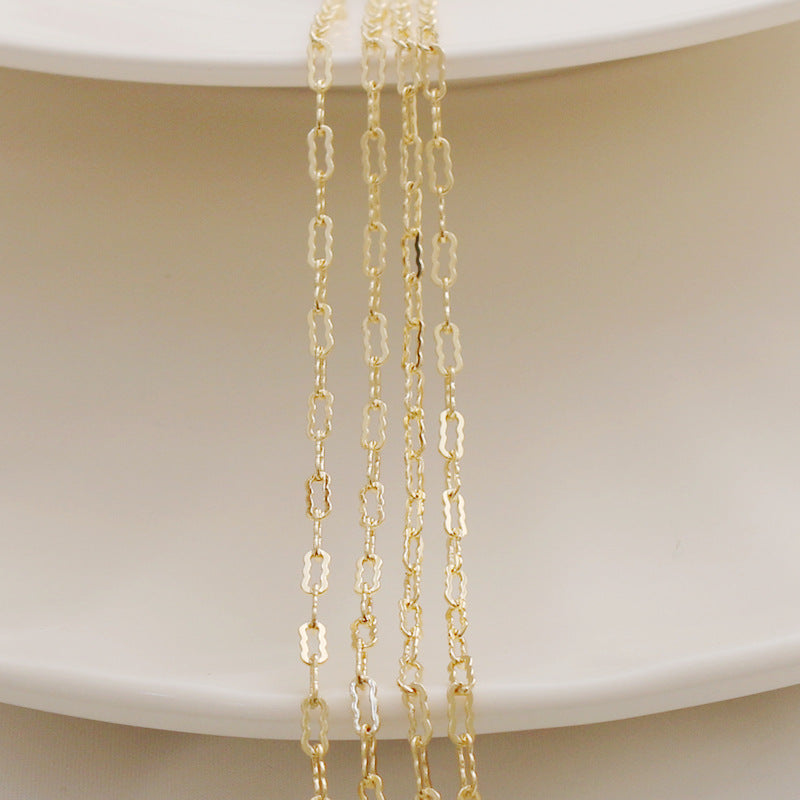 WT-BC210 Fashion Trendy Copper Wrapped Gold Color Protection Ingot Chain Peanut Chain Lip Chain Necklace Bracelet