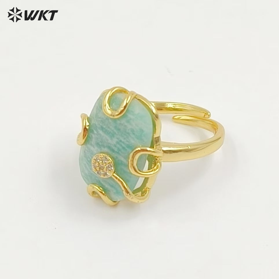 WT-MPR070 Gorgeous Trendy Fashion Natural Freshwater Pearl and Zircon Ring18k Gold Plating for Women Lucky Unique Design Ring