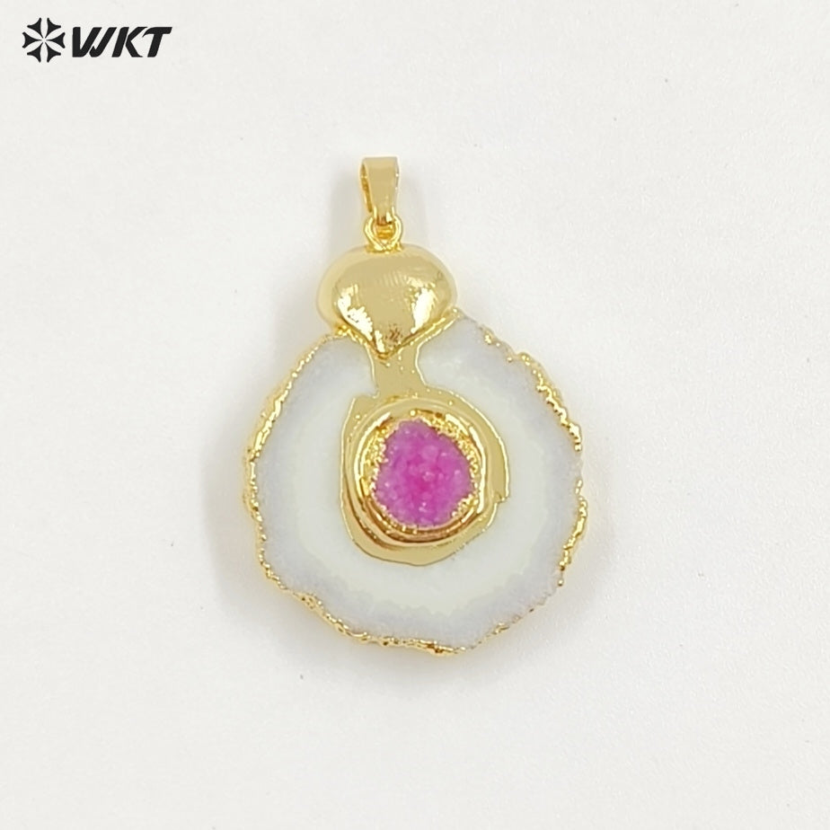 WT-P1769 Classic Natural Stone Stalactite Stone Colorful Drusy Crystal Quartz Energy Pendants Gift Jewelry for Necklace Earrings