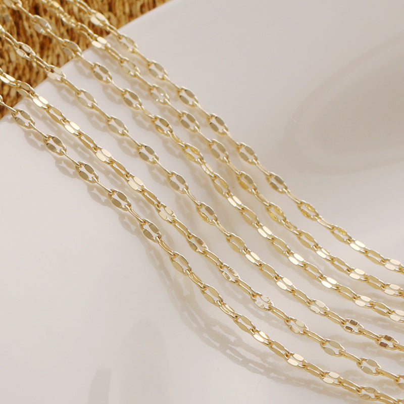 WT-BC210 Fashion Trendy Copper Wrapped Gold Color Protection Ingot Chain Peanut Chain Lip Chain Necklace Bracelet