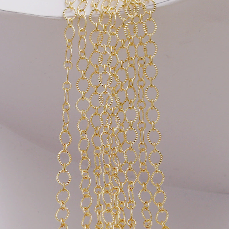 WT-BC212 FashionCopper Wrapped Gold ColorGold Wrapped Color Preserving Fried Dough Twists Large O Round Chain Necklace