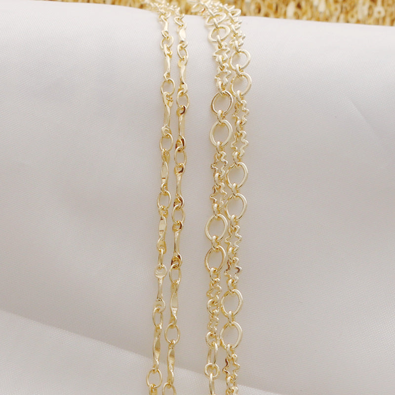 WT-BC211 Fashion Trendy Gold Coated Color Protection Irregular Large O Chain Bone Chain Necklace Bracelet Tail Chain Gold-Plated