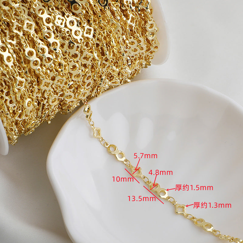 WT-BC194 18K Gold Package Color Protection Four Leaf Grass 8-line Chain DIY Chain Glasses Loose Chain Jewelry Accessories