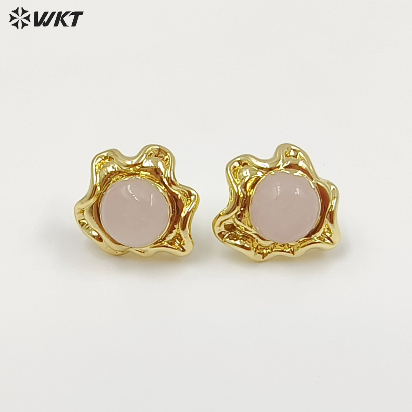 WT-EHP102 Exquisite Lovely 18K Gold Plated Natural Gemstones With Hoop Sun Shape Earrings For Girls Jewelry DIY Findings