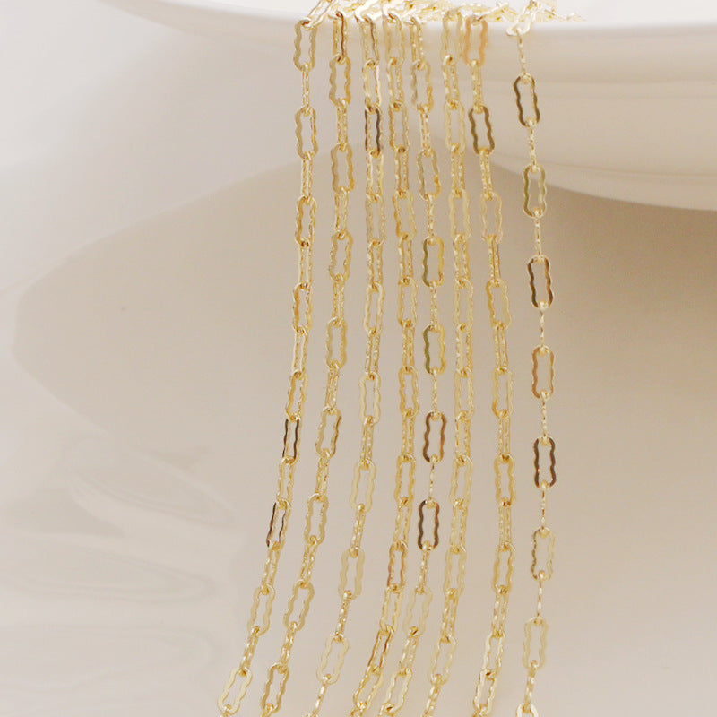 WT-BC210 Fashion Trendy Copper Wrapped Gold Color Protection Ingot Chain Peanut Chain Lip Chain Necklace Bracelet