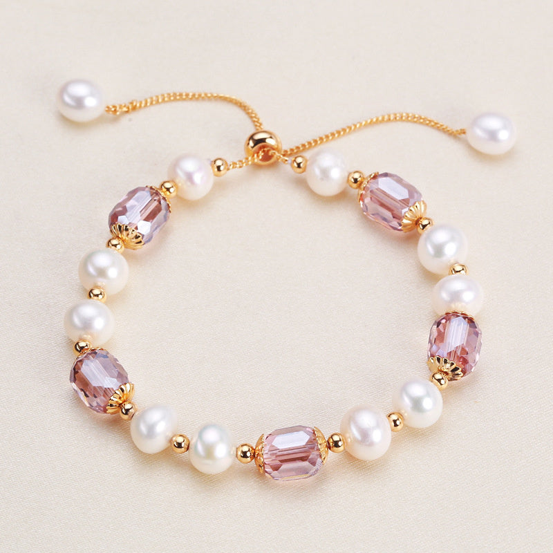 MPB116 New Arrival Fashionable Natural Freshwater Pearl Bracelet Female Hand Strand Beads Adjustable Chain Jewelry Ornament