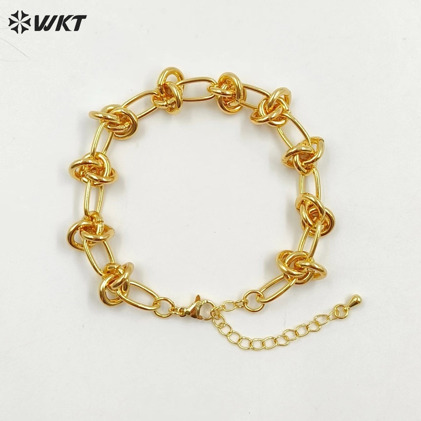 WT-JF338 Supper Hot 18k Real Gold Plated Yellow Brass Big Metal Chain Bracelet Locomotive Style Knotted Chain Women Bracelets