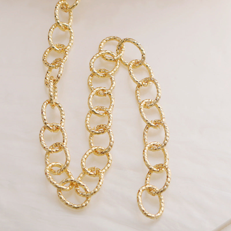WT-BC212 FashionCopper Wrapped Gold ColorGold Wrapped Color Preserving Fried Dough Twists Large O Round Chain Necklace