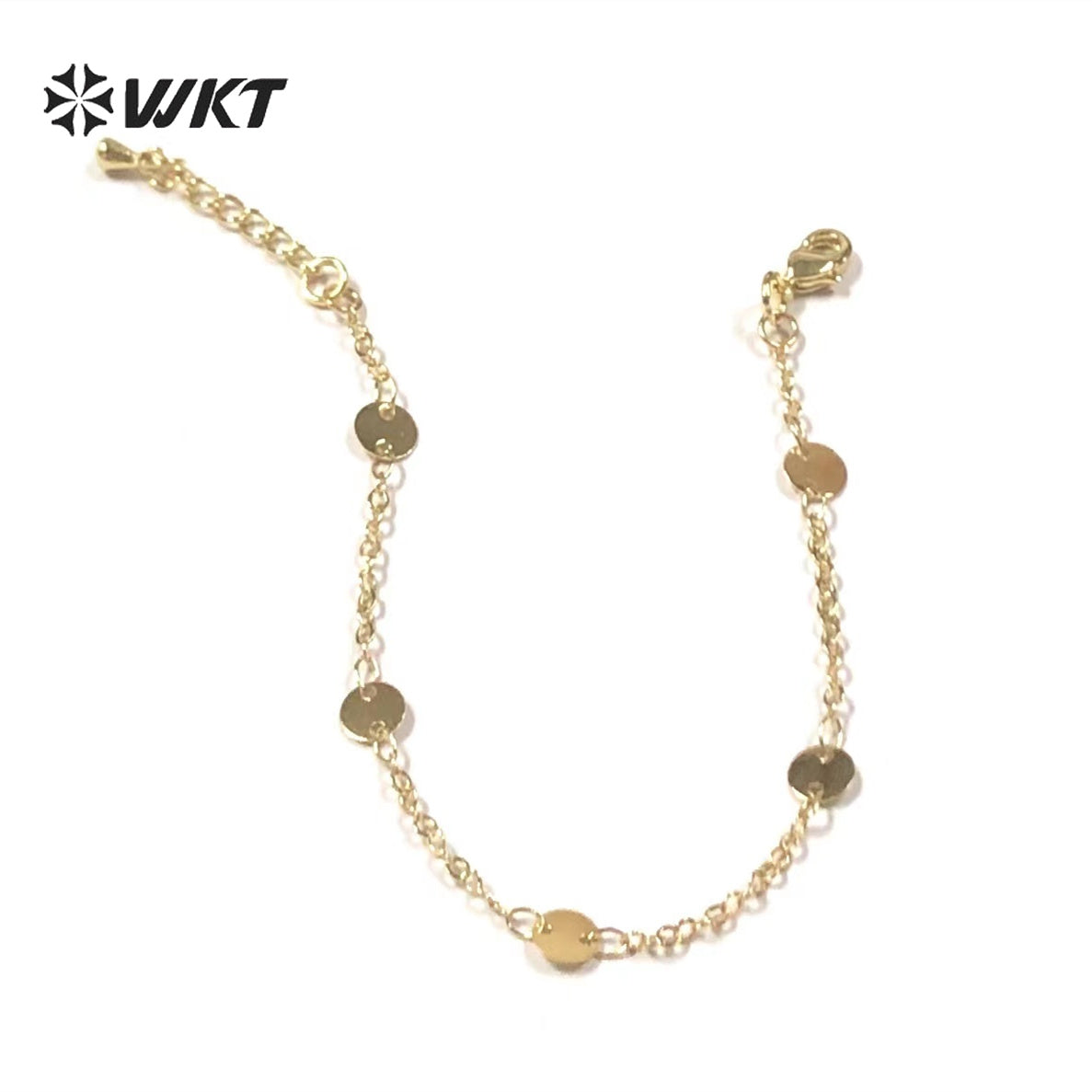 WT-JF335 WKT Simple Hot Trend Round Shape Gold Plated Yellow Brass Bracelets for Lady Wrist Bracelet Jewelry with Lobster Clasp