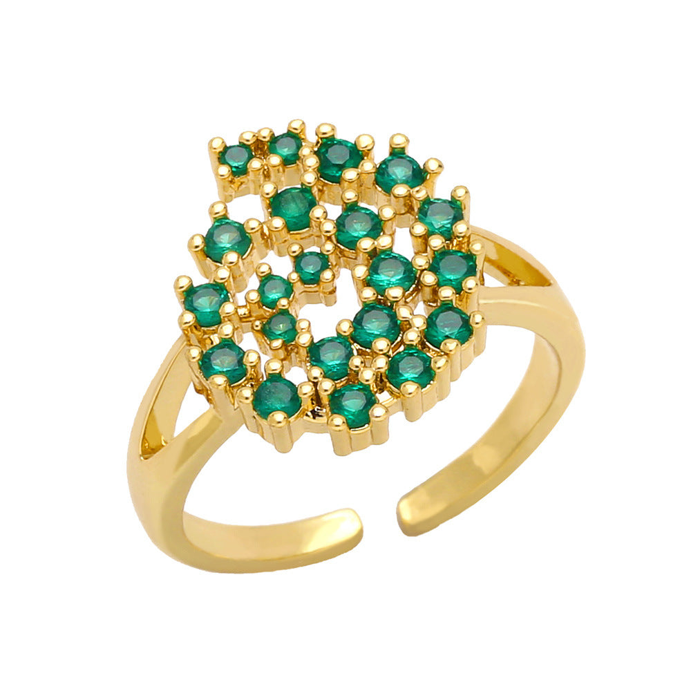 WKT-MVR046 High Quality Zircon Ring Women's Design Feels Small and Simple Cross Border European Opening Ring