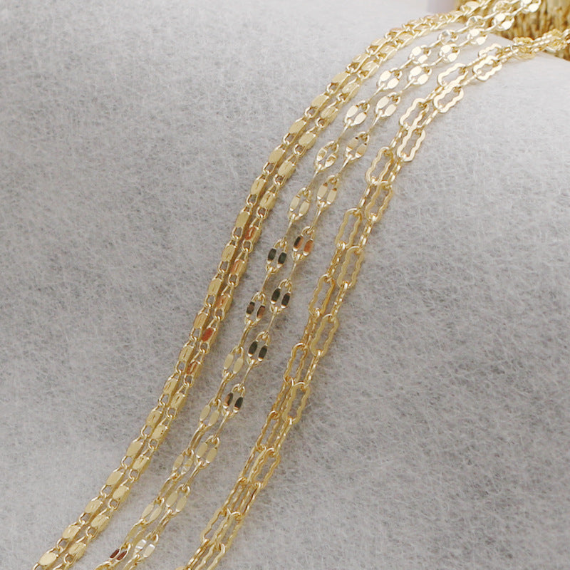 WT-BC210 Fashion Trendy Copper Wrapped Gold Color Protection Ingot Chain Peanut Chain Lip Chain Necklace Bracelet