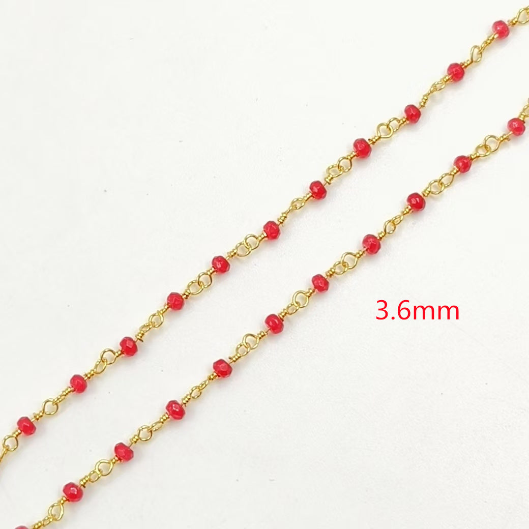 WT-BFN042 Wholesale 3mm Faceted Natural Gemstone Beads Necklace 16inch Long Resist Tarnishable Chain Necklace in 18k Gold Plated