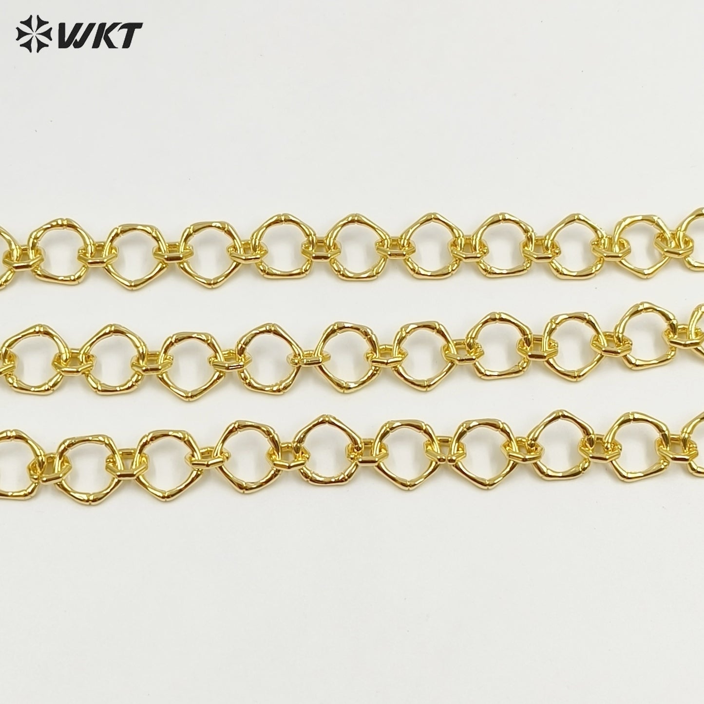 WT-BC251 WKT Exclusive Big Chunky Irregular Pentagon Handmade Connect Link Jewelry Chain in Resist Tarnished