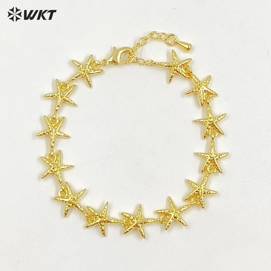 WT-JF367 Fashion Yellow Brass Gold And Silver Plated Starfish Shape Shell Element Lovely Bracelets For Ladies Daily Jewelry
