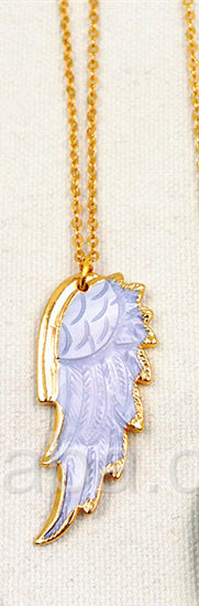 WT-N748 Exclusive Natural Abalone Feather Necklace, Fashion Handmade Carved Shell Feather Necklace