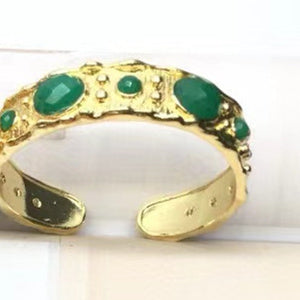WT-B663 Delicate 18K Real Gold Plated Multi Natural Precious Stones in Bezel Setting Women Birthday Gift Gemstone Bangle