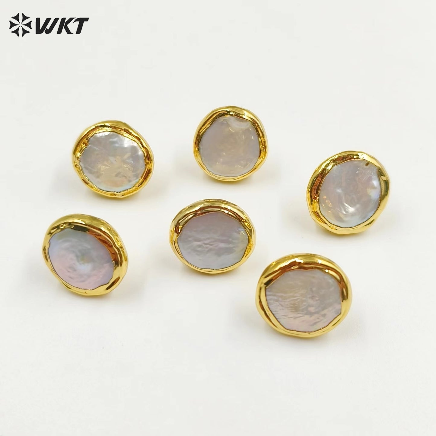 WT-MPE105 Latest Style Regular Freshwater Pearl Natural 18k Gold Plated Gift for Women Weeding 18mm Romantic Pendant Earrings