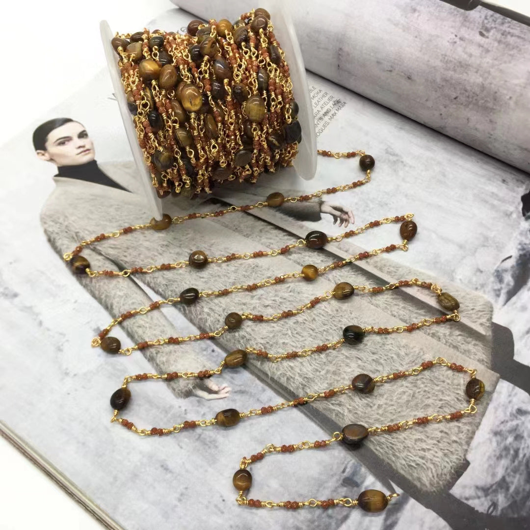 WT-RBC241 Newest Hand Make Natural Strand Stone Beads Rosary Jewelry Chain for Necklace Finding DIY