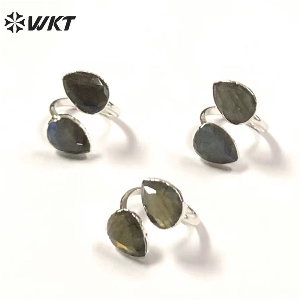 WT-R402 Adorable Labradorite Sun Stone Natural Stone Adjustable Ring Surface Smooth Unblemished Gemstone Ring