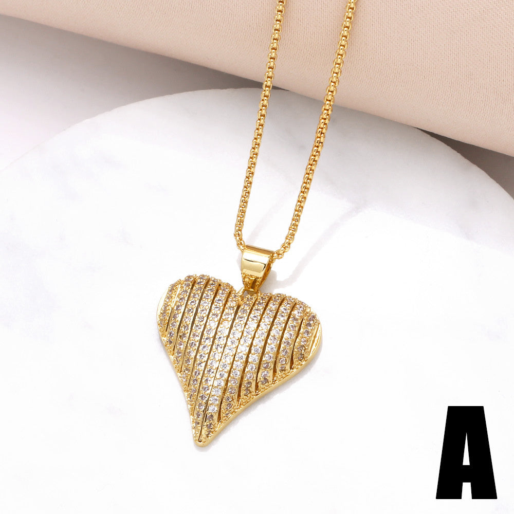 WT-MN996 WKT Elegant Design Fashionable Hot Sale Heart Shape 18k Gold Plated Zircon Female Necklace for Party Gift Celebration