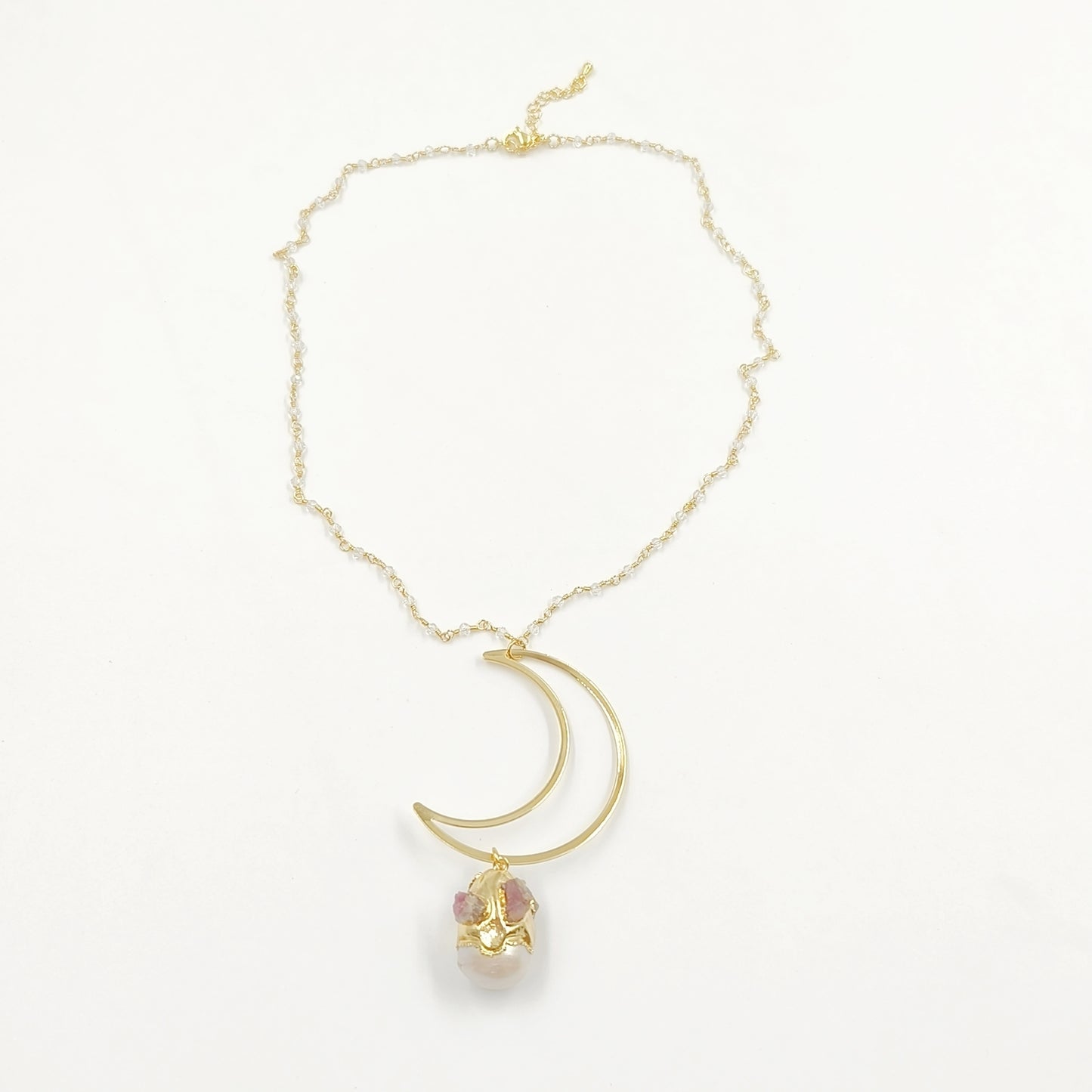 WT-JN244 Wholesale Vintage Baroque Pearl Trendy Stone 18k Chain Gold Plated Exquisite High Quality Pendant Beads Necklace