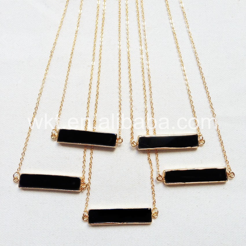 WT-N719 WKT Wholesale Fashion Style Rectangle Shape Necklace Generous Black Agate Necklace