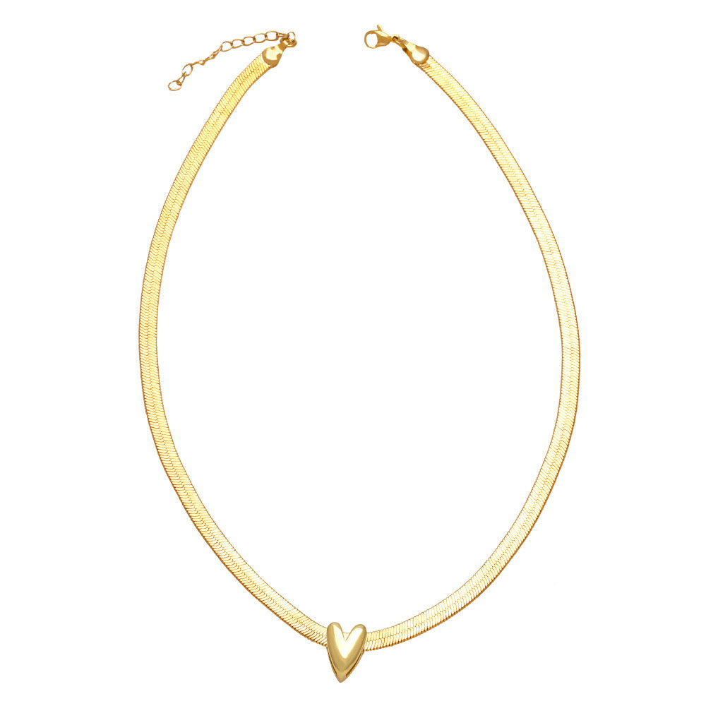 WT-JFN24 WKT Hot Sale Classical and Simple Design Heart Shape Brass and Silver Lady Neckalce 18k Gold Plated Jewelry Ornament