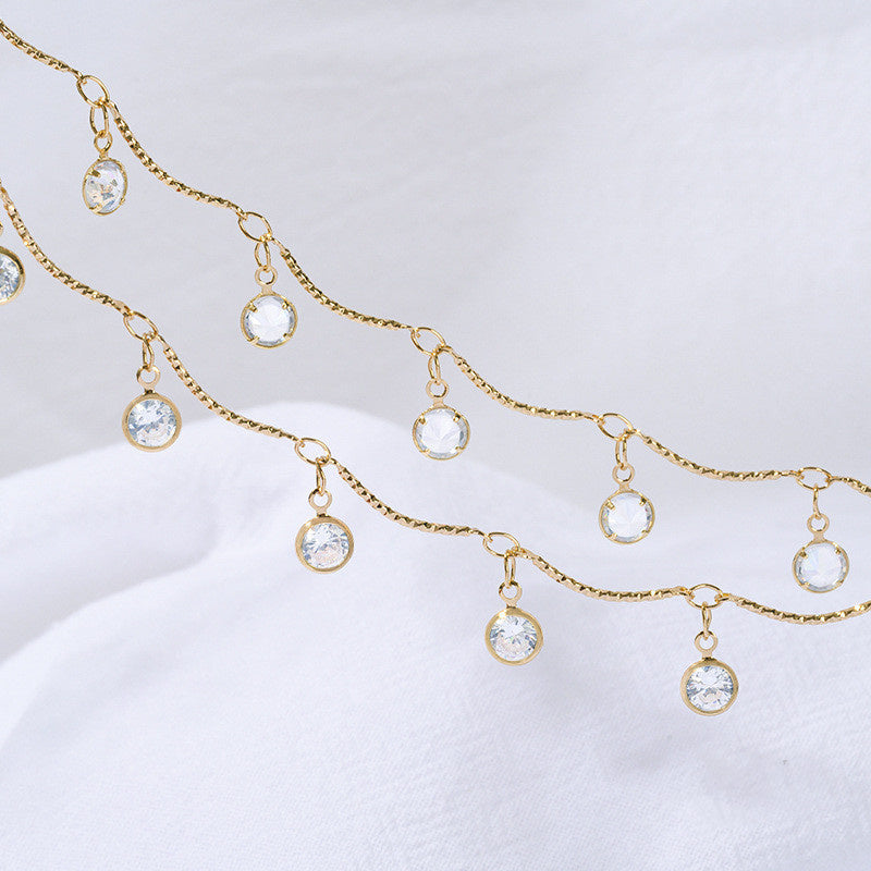 WT-RBC242 Beautiful Simple Elegant and Fresh Style New Design Heart and Star Shape Crystal Charms Brass Chain DIY for Necklace