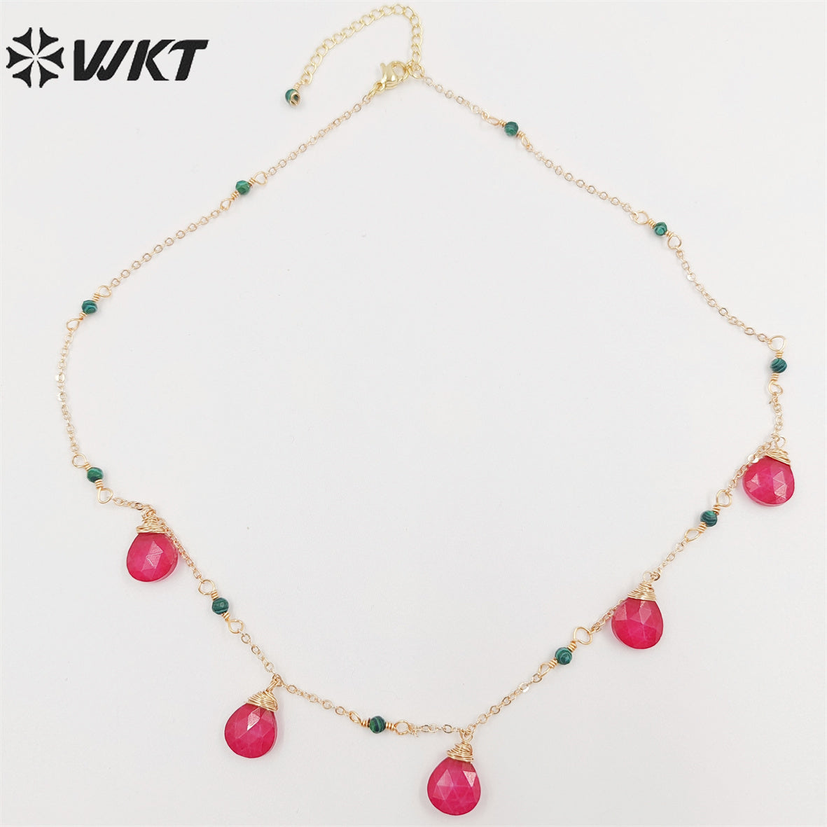 WT-N1383 Wholesale Fashion Gold Plated Dangle Charm Water Drop Necklace Elegant Lady Office Trendy Natural Stone Charm Necklace