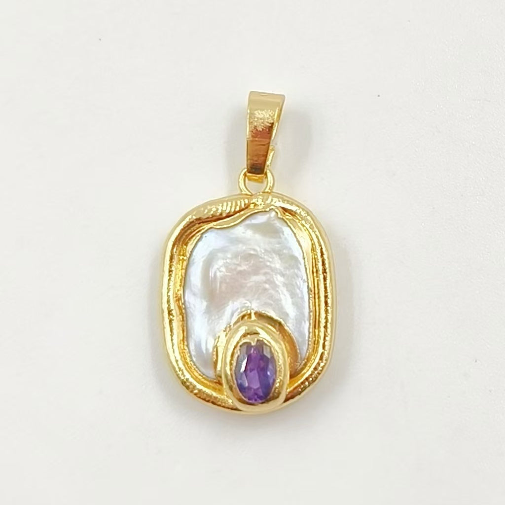 WT-JP156 Natural Pearl Pendant With Color Bead Gold Plated Trim Six Styles Can Choose Fashion Charm Jewelry Pendant Necklace