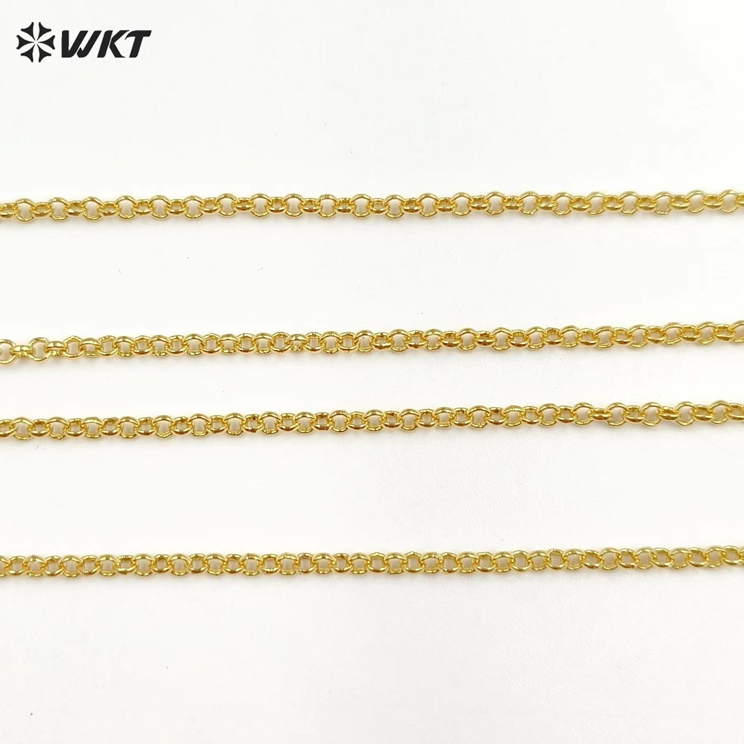 WT-BFN037 Round Gold Chain Yellow Brass with 18k Gold Plated Chain Exquisite Women Decorate Necklace Chain