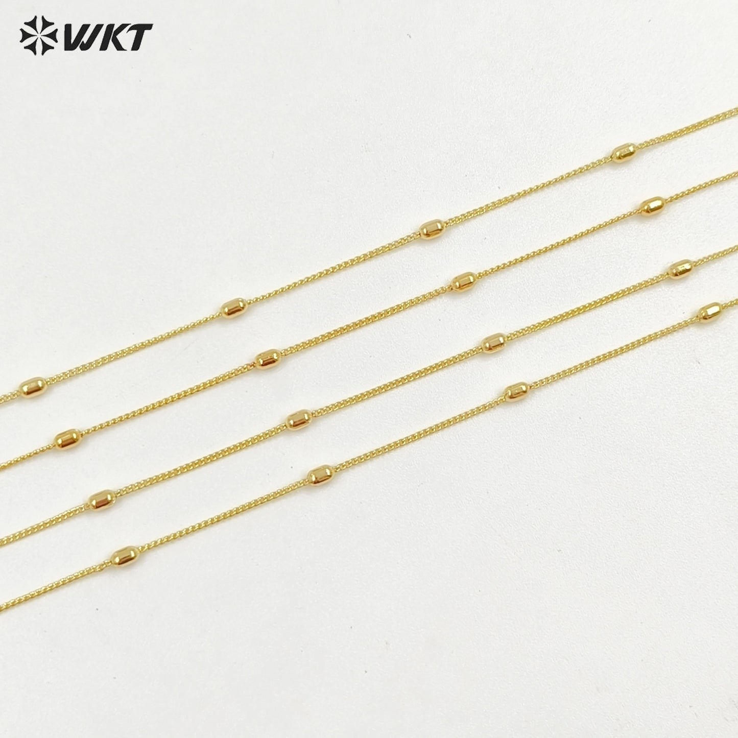 WT-JFN43 High Quality Classical Simple Yellow Brass 18K Gold Plated With Beads Metal Thin Necklace For Ladies Casual Jewelry