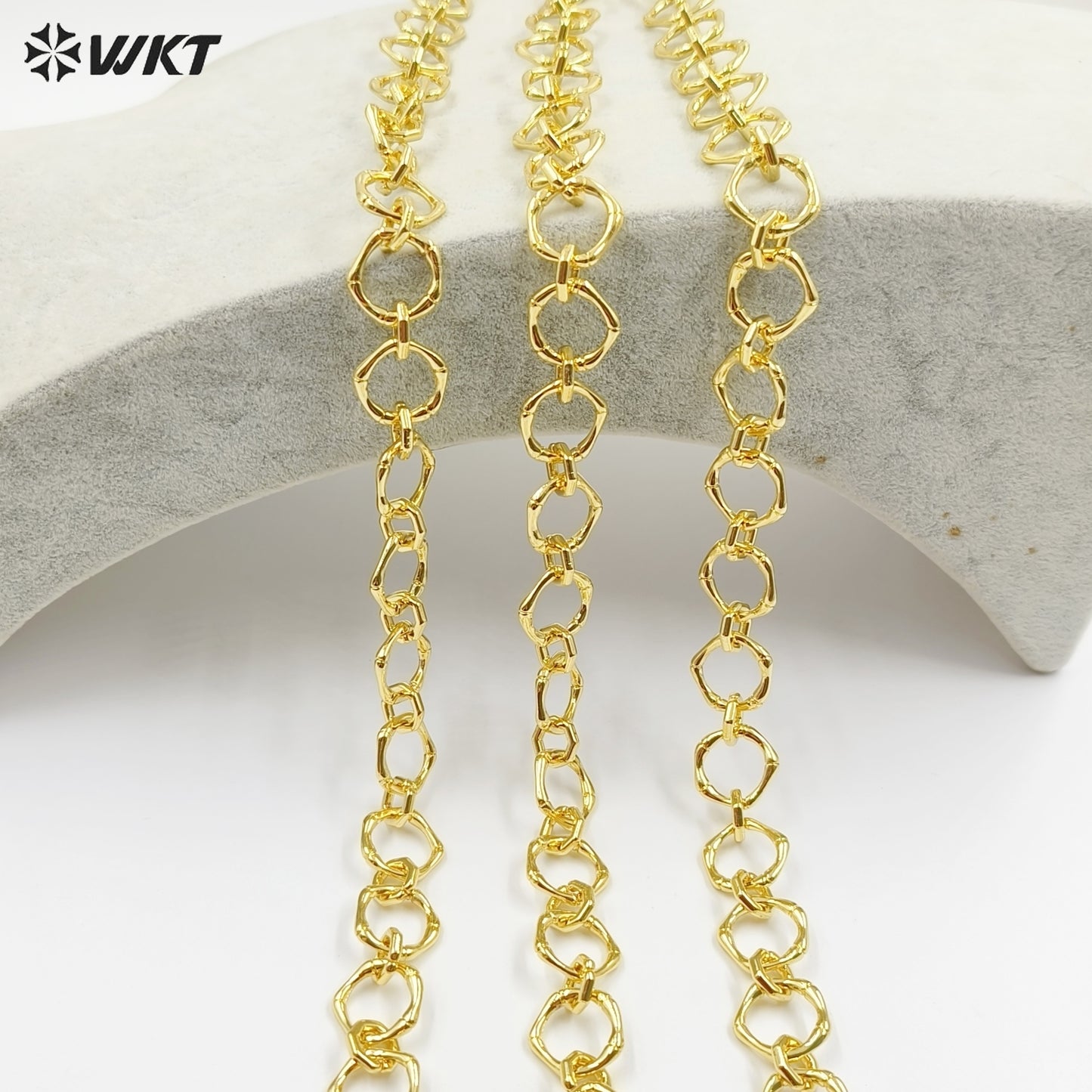 WT-BC251 WKT Exclusive Big Chunky Irregular Pentagon Handmade Connect Link Jewelry Chain in Resist Tarnished