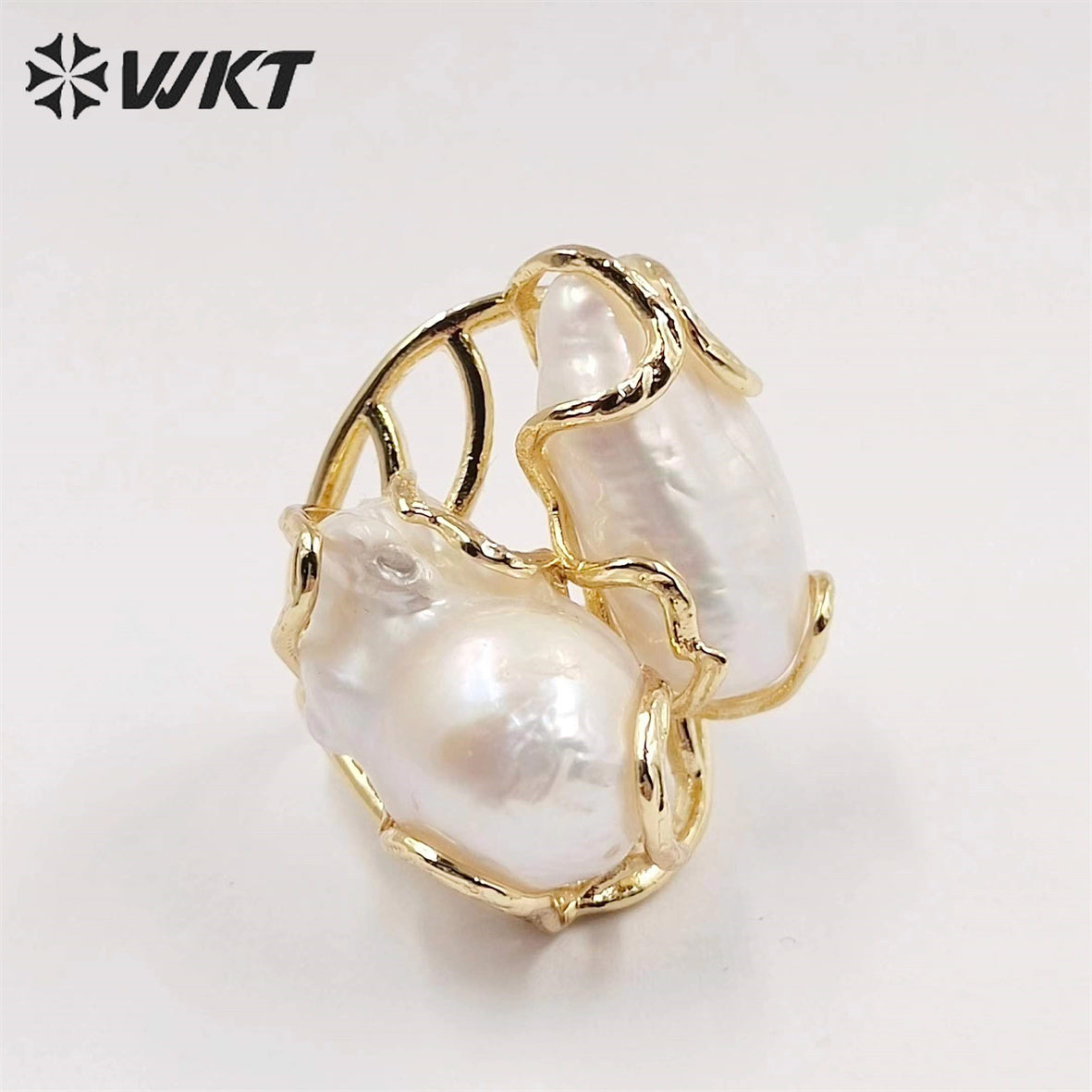 WT-MPR052 Wholesale Newest Gorgeous Women White Pearl Ring Natural Baroque Pearl Wedding Ring Lady Anneversary Ring