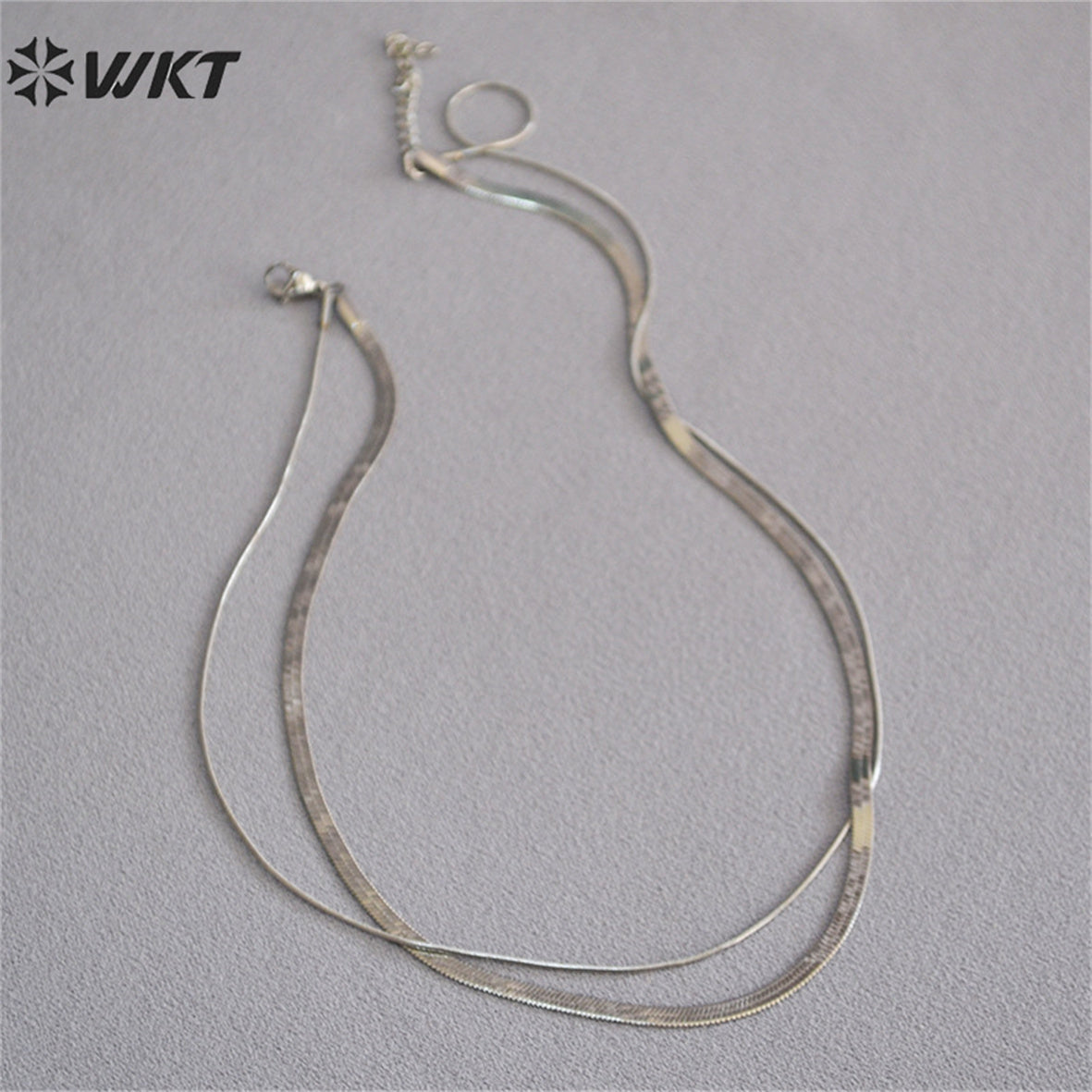 WT-BFN044 Wholesale Special Double Layer Snake Chain Necklace 18k Gold Plated Resist Tarnishable Brass Chain Choker Necklace