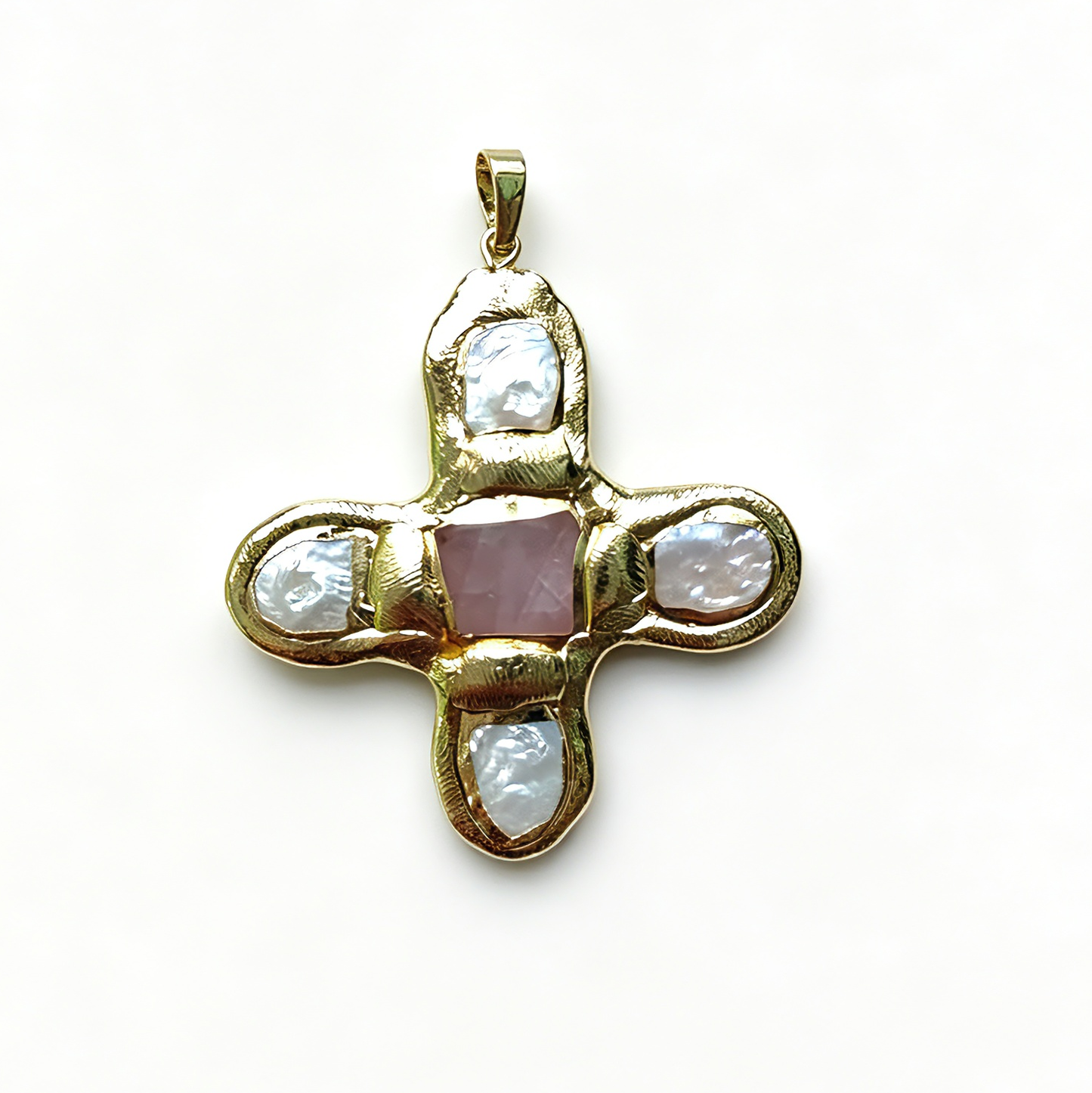 WT-JP401 Exquisite Accessory Pendant With Natural Freshwater Pearl and Turquoise Stone Cross Shape for Jewelry Handmade Gift