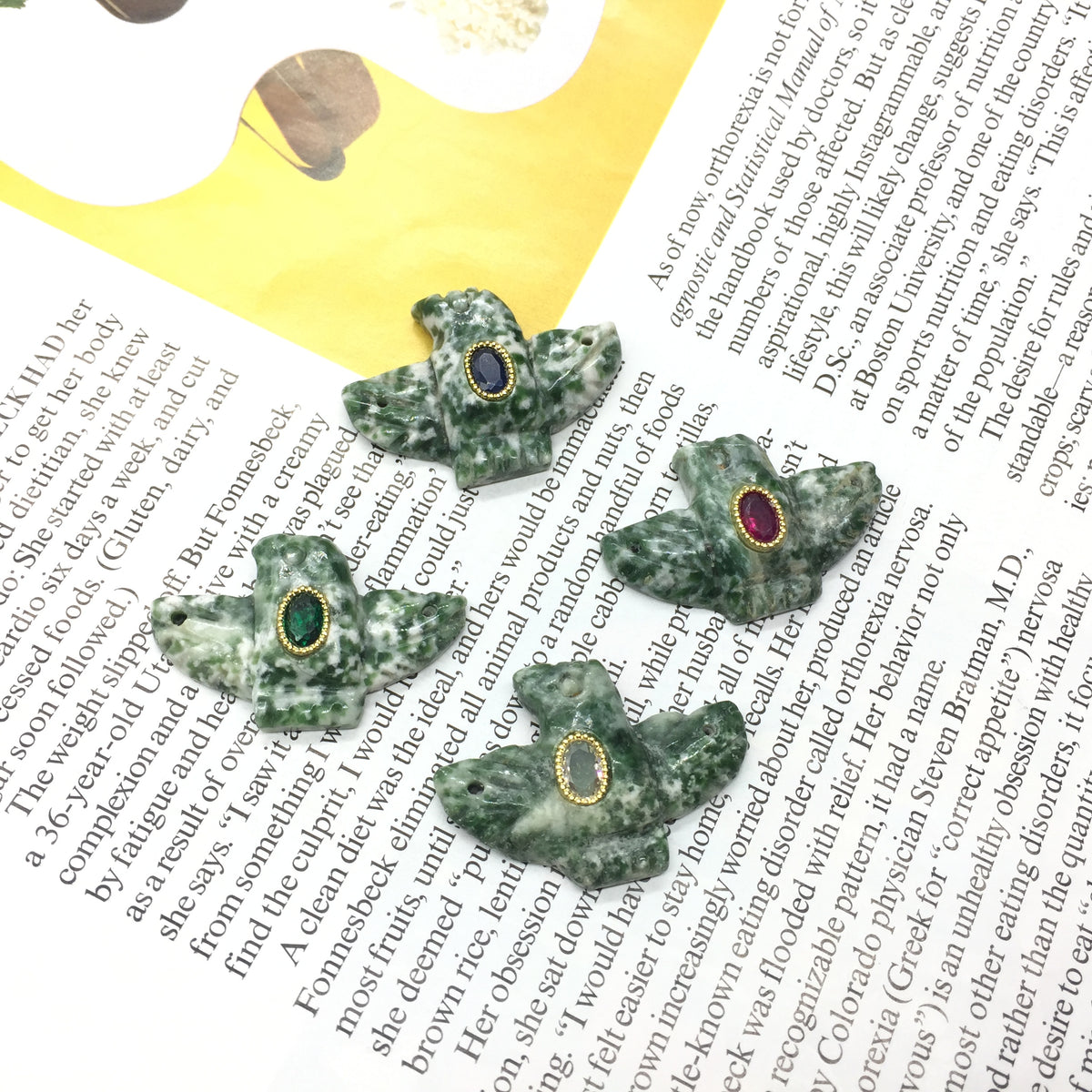 WT-P2147 Wonderful Trendy Colorful Zircon And Natural Gemstones Pigeon Shape Gold Pendants For Women Necklace DIY Making