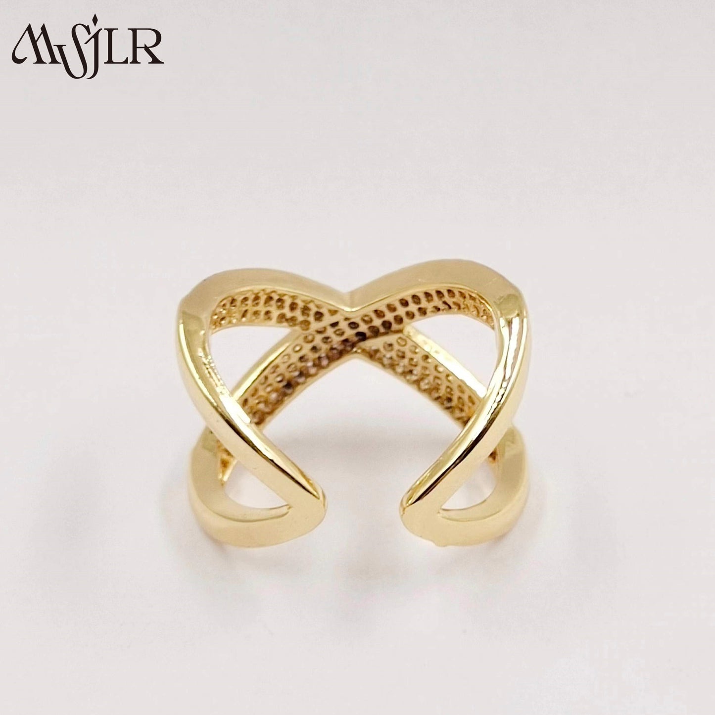 WKT-MVR054 Popular European and American Double Circle Shape Colorful Zircon Ring Female Handpiece Open Ring