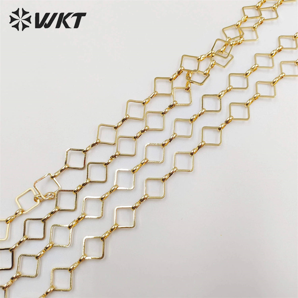 WT-BC191 New 18k Real Gold Plated Resist Tarnishable Brass Chain square Handmade Jewelry Chain in 8mm