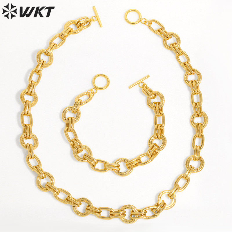 WT-BFN055 Hip-hop Women in Europe and the United States Trend Thick Chain Necklace Cuba Chain Collar Necklace