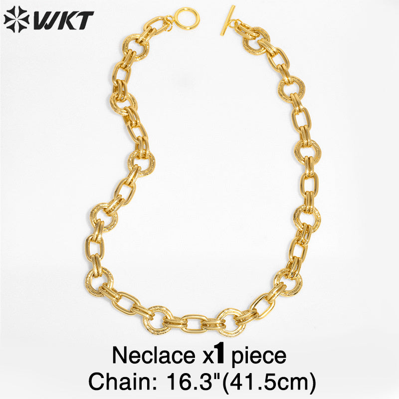 WT-BFN055 Hip-hop Women in Europe and the United States Trend Thick Chain Necklace Cuba Chain Collar Necklace
