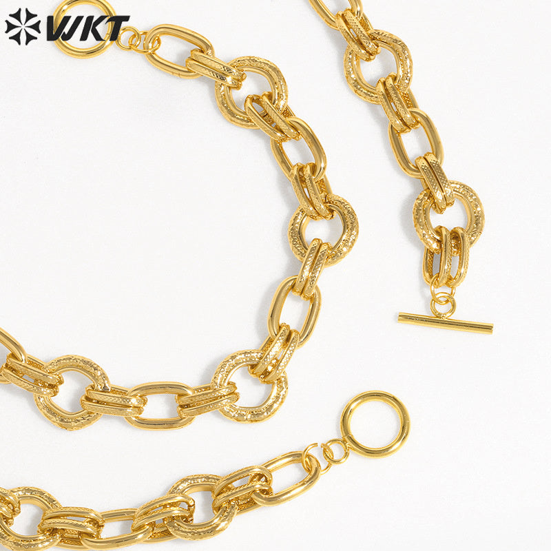 WT-BFN055 Hip-hop Women in Europe and the United States Trend Thick Chain Necklace Cuba Chain Collar Necklace