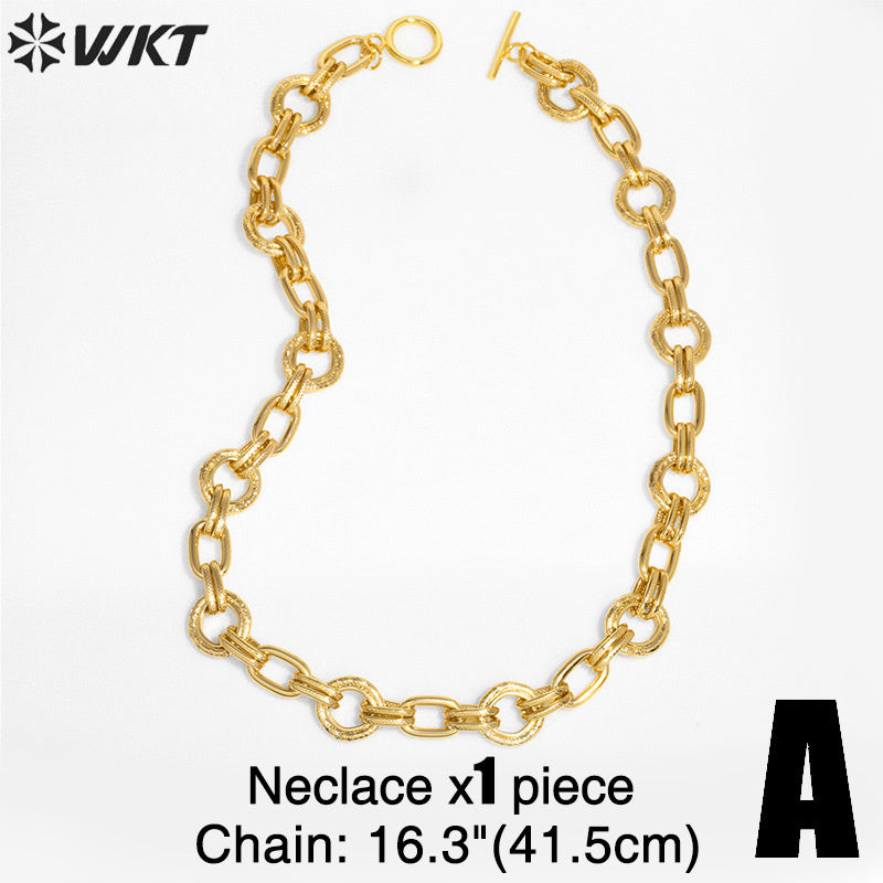 WT-BFN055 Hip-hop Women in Europe and the United States Trend Thick Chain Necklace Cuba Chain Collar Necklace