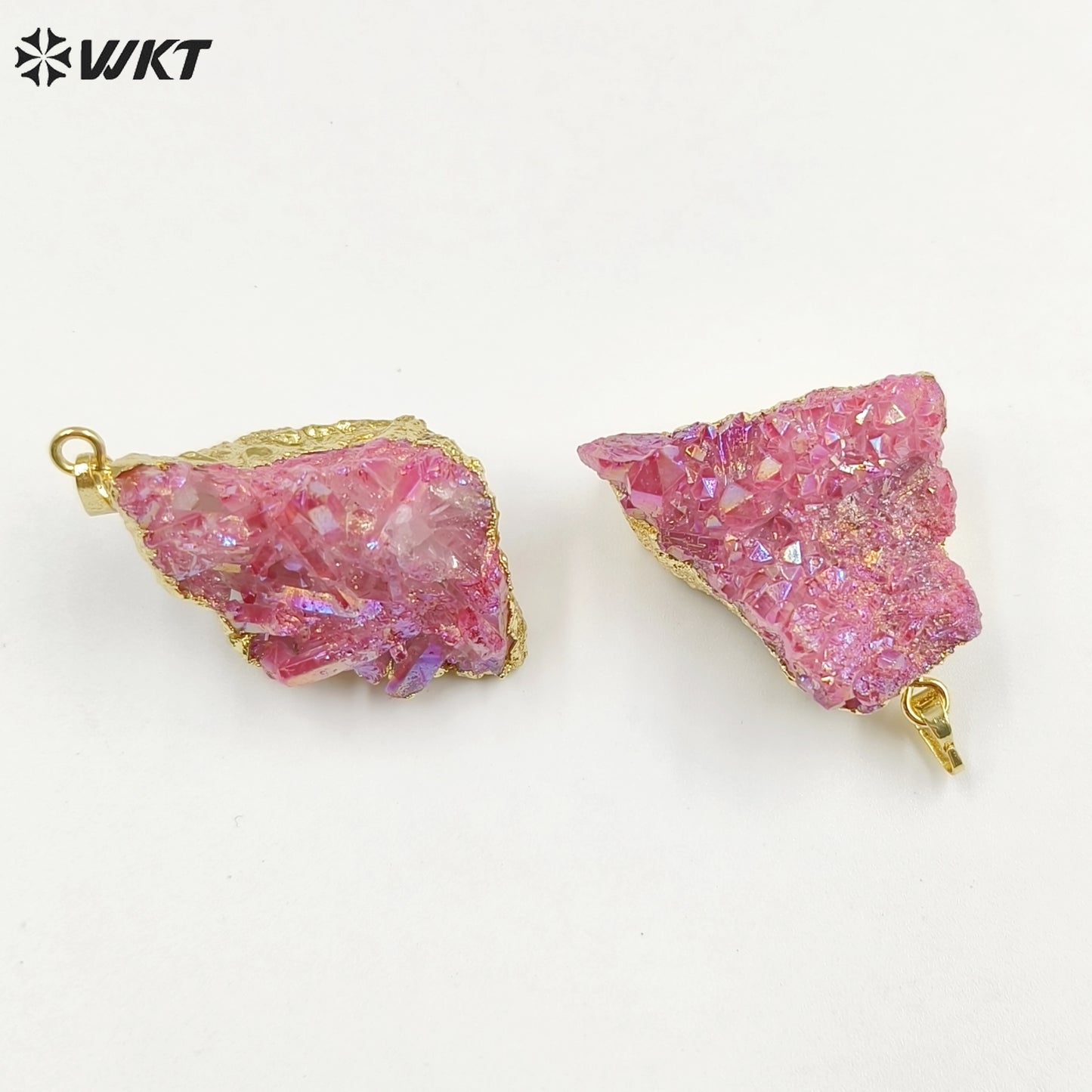 WT-P1917 New Precious Lovely Natural Aura Cluster Quartz White Crystal Colorful Amazonite Stone Pendants