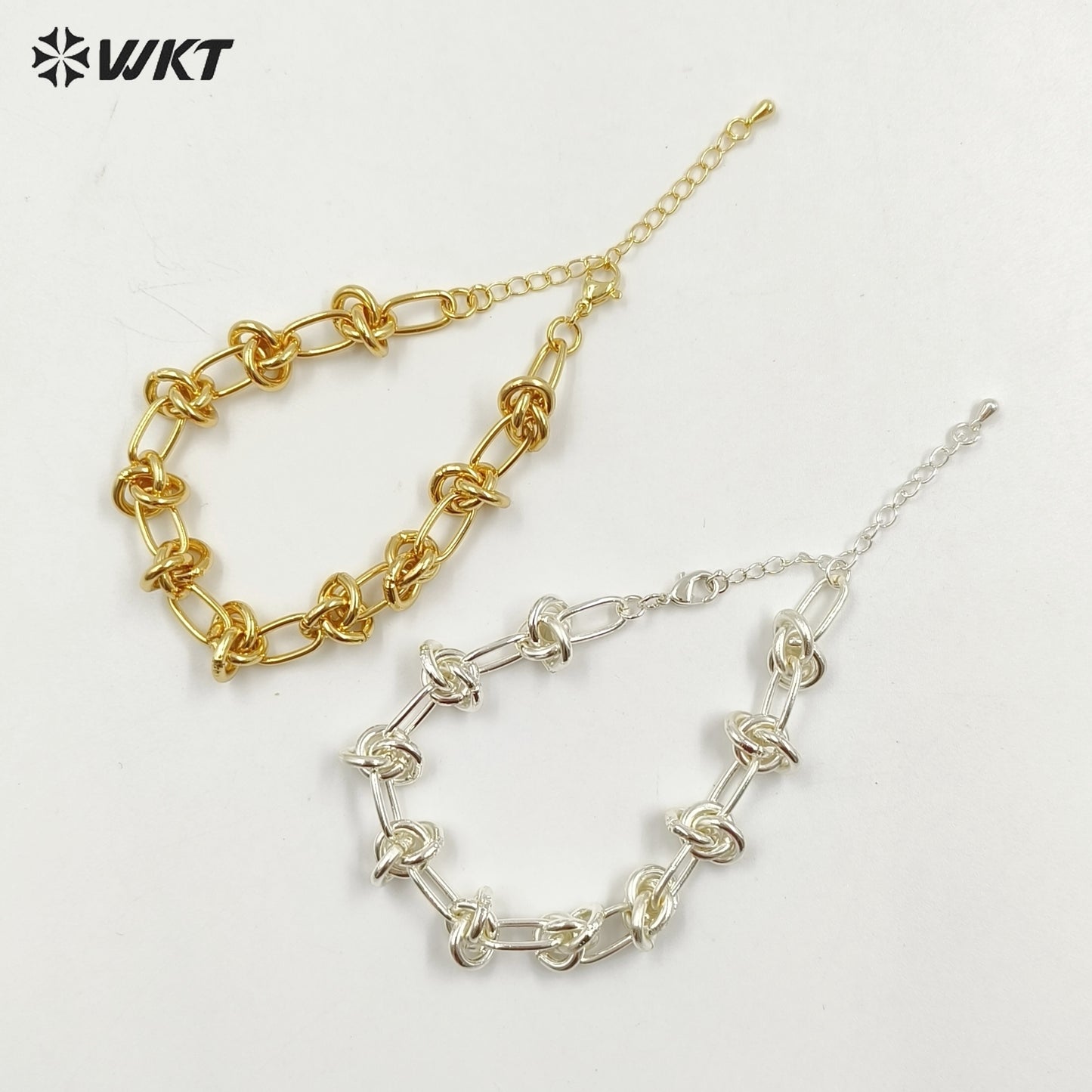 WT-JF338 Supper Hot 18k Real Gold Plated Yellow Brass Big Metal Chain Bracelet Locomotive Style Knotted Chain Women Bracelets