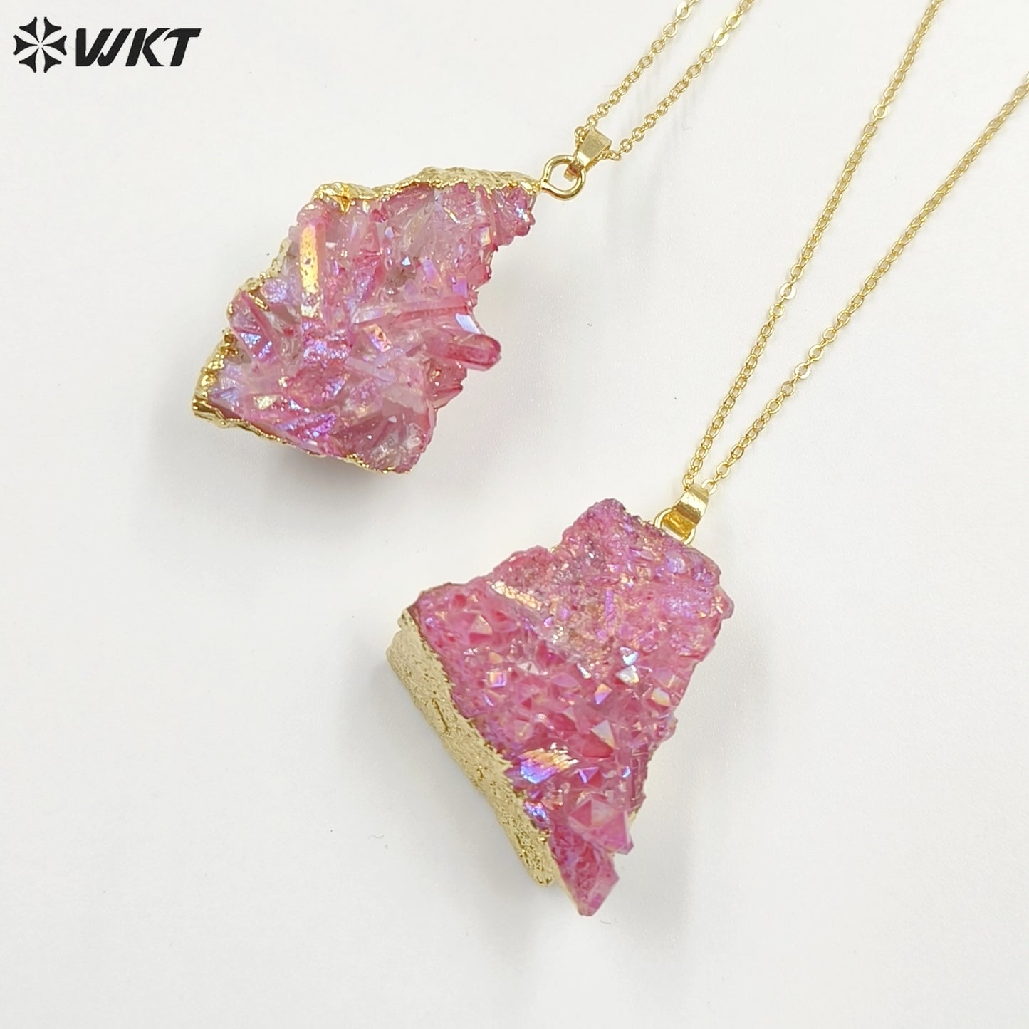 WT-N1441 WKT Best 2023 Newest Natural Aura Cluster Quartz Pendant Necklace Women Simple Hoop Aura Necklace
