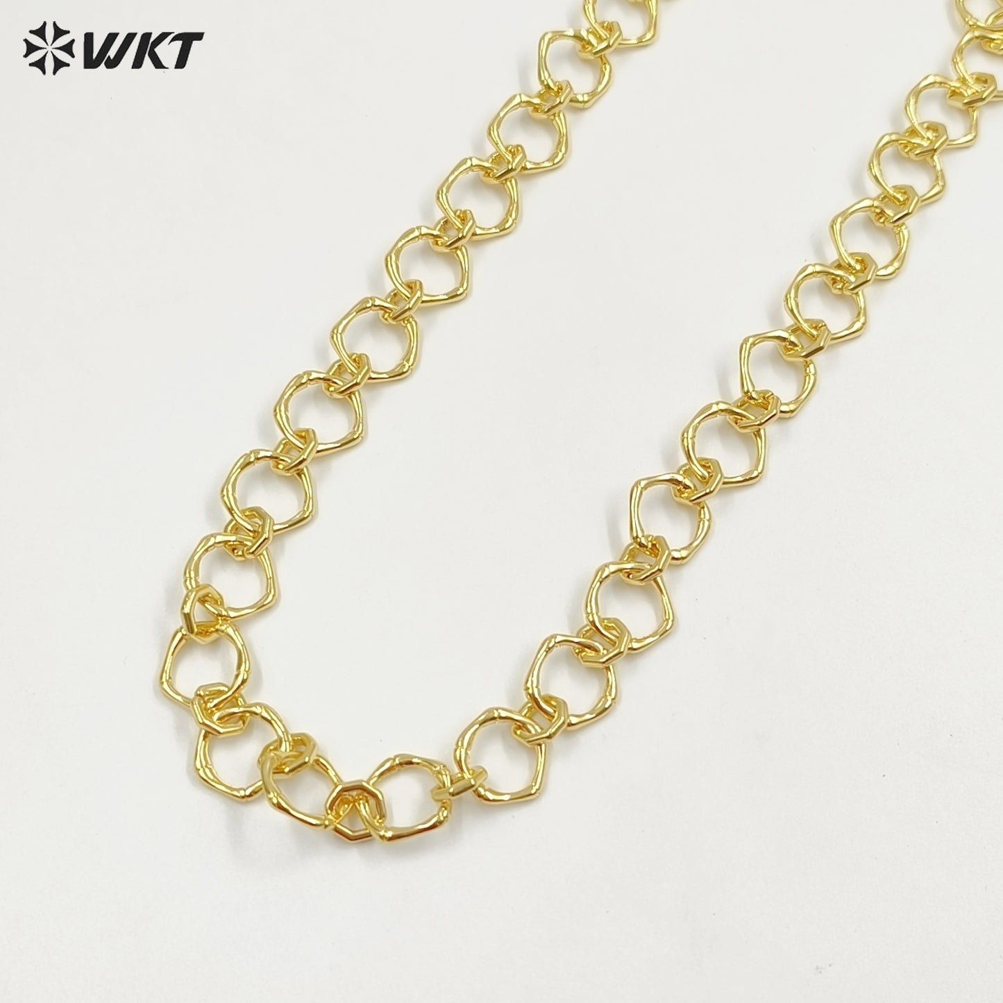 WT-BC251 WKT Exclusive Big Chunky Irregular Pentagon Handmade Connect Link Jewelry Chain in Resist Tarnished