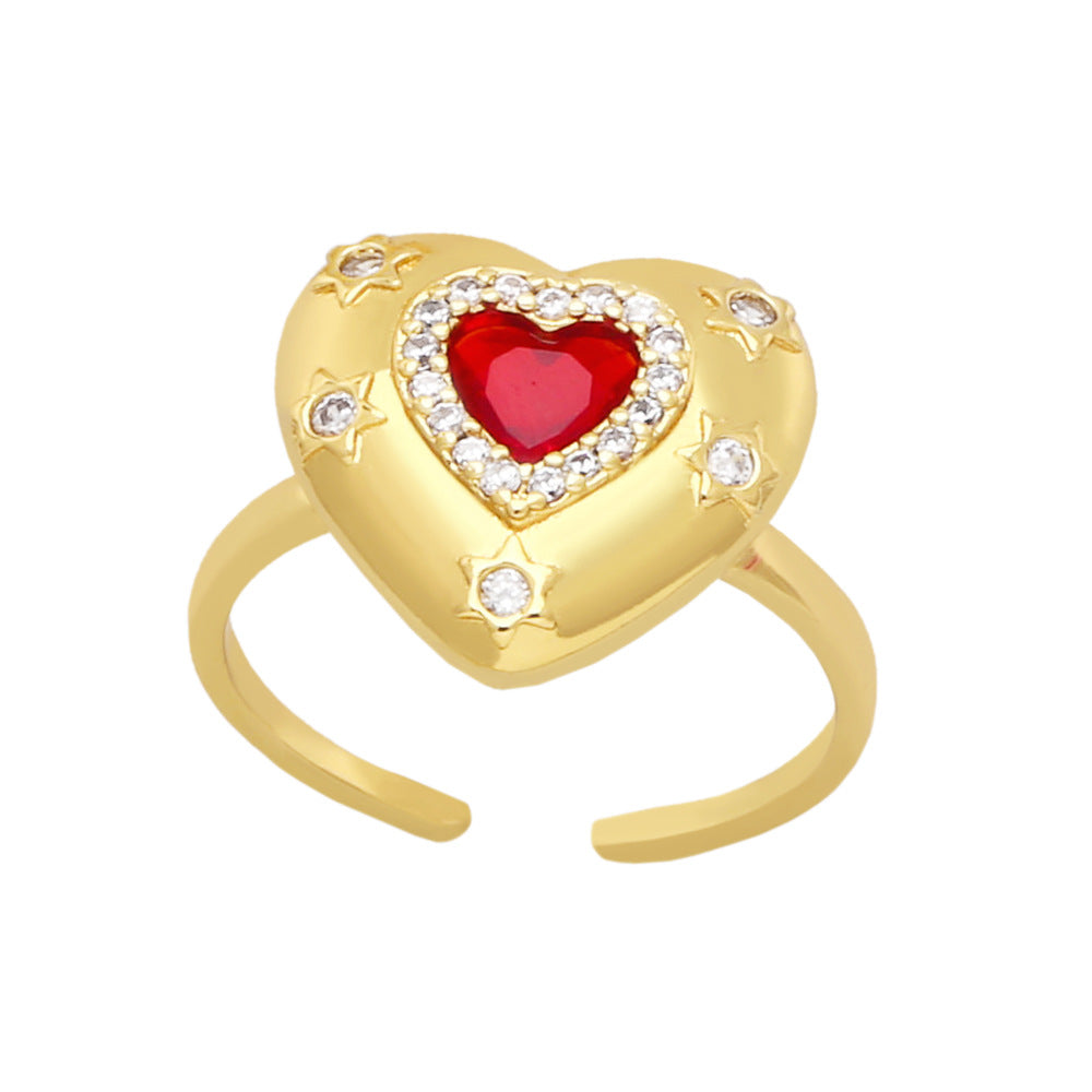 WKT-MVR042 High Quality Heart Shaped Ring for Women in Europe and America Fashionable Personality Open Index Finger Ring
